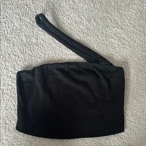 Black One-Shoulder Crop Top
